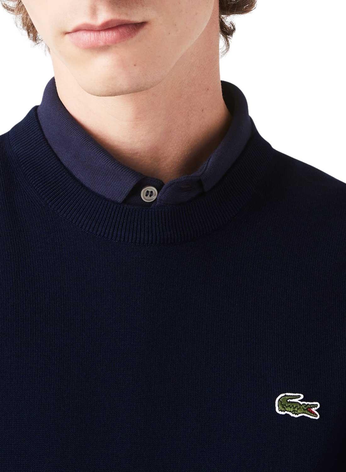 Pullover Lacoste Tricot Blu Navy per Uomo