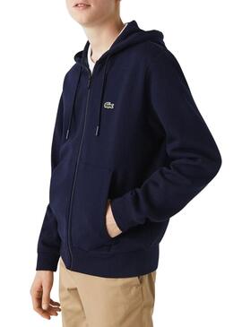 Felpa Lacoste Hood Zip Blu Navy per hombre