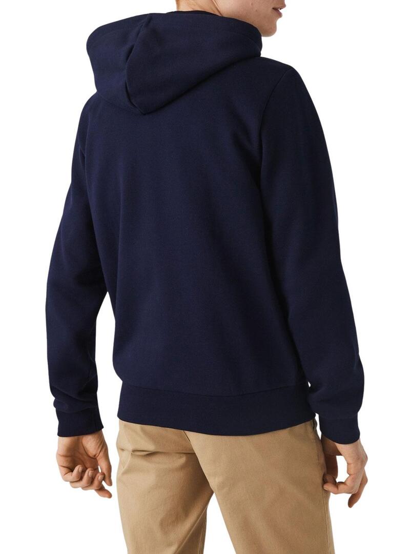 Felpa Lacoste Hood Zip Blu Navy per hombre