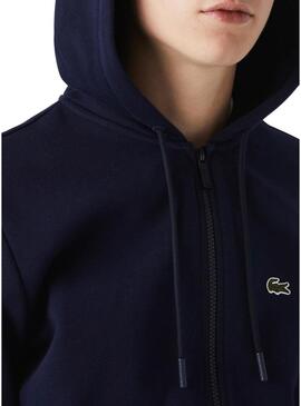 Felpa Lacoste Hood Zip Blu Navy per hombre