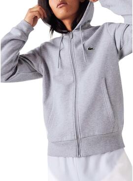 Felpa Lacoste Hood Zip Grigio per Uomo