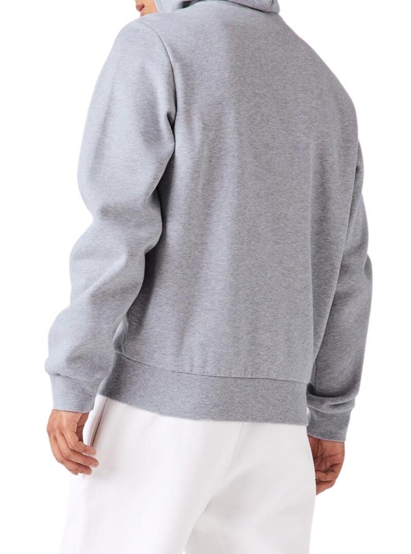 Felpa Lacoste Hood Zip Grigio per Uomo