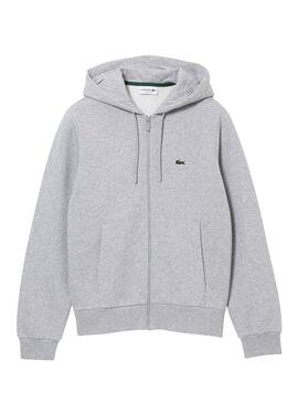 Felpa Lacoste Hood Zip Grigio per Uomo