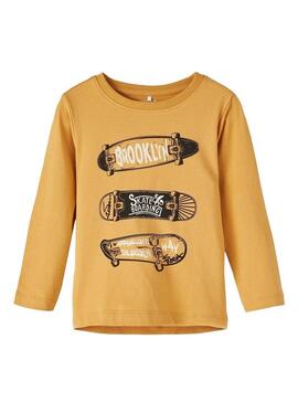 T-Shirt Name It Lafun Skate Giallo per Bambino