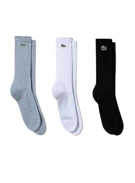 Pack 3 Calzini Lacoste High Basics Grigio