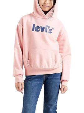 Felpa Levis Poster Logo Rosa per Bambina