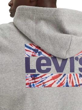 Felpa Levis Graphic Tie Dye con Cerniera Grigio per Uomo