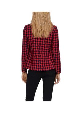 Blazer Only Kelly Boucle Quadri Rosso per Donna