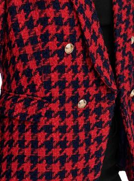 Blazer Only Kelly Boucle Quadri Rosso per Donna