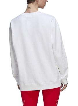 Felpa Adidas Bianco Logo Rosso per Donna