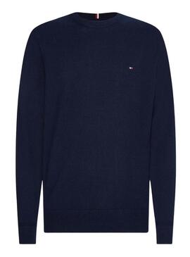 Pullover Tommy Hilfiger Pima Blu Navy per Uomo