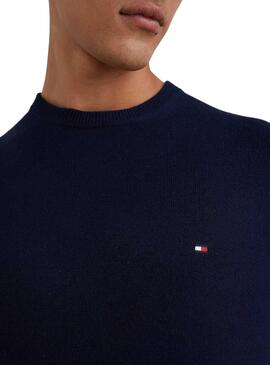 Pullover Tommy Hilfiger Pima Blu Navy per Uomo