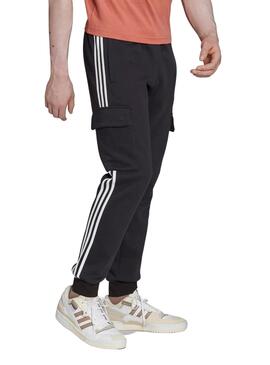 Pantaloni Adidas 3 Stri Cargo Nero per Uomo