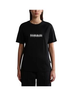 T-Shirt Napapijri S Box Nero per Donna