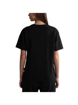 T-Shirt Napapijri S Box Nero per Donna