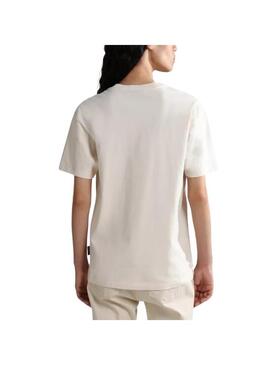 T-Shirt Napapijri S Box Beige per Donna