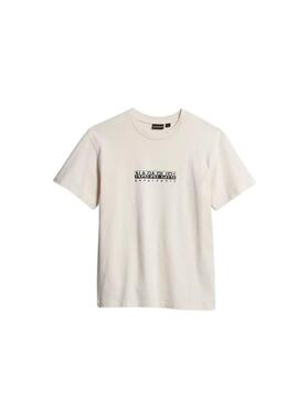 T-Shirt Napapijri S Box Beige per Donna