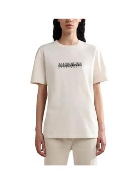 T-Shirt Napapijri S Box Beige per Donna