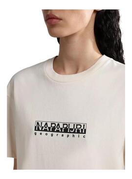 T-Shirt Napapijri S Box Beige per Donna