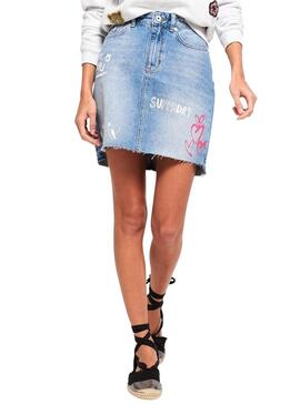 Gonna Superdry Denim Mini per Donna