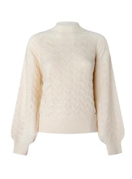 Pullover Pepe Jeans Briseis Calado Beige per Donna