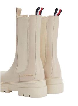 Stivaletto Tommy Hilfiger Chelsea Pelle Beige Donna