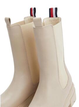 Stivaletto Tommy Hilfiger Chelsea Pelle Beige Donna