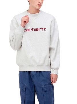 Felpa Carhartt Basic Logo Grigio per Uomo