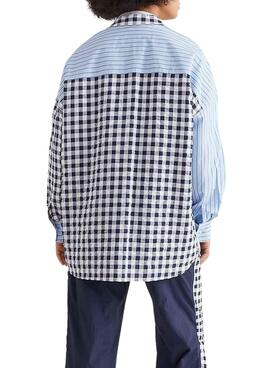 Camicia Tommy Jeans Gingahm Stripe Blu Donna