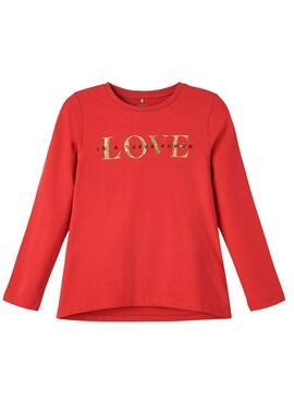 T-Shirt Name It Lana Love Rosso per Bambina