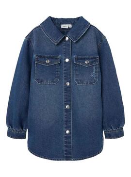 Overshirt Name It Star Denim Blu per Bambina