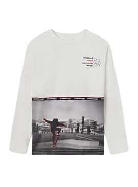 T-Shirt Mayoral Skater Pic Bianco per Bambino