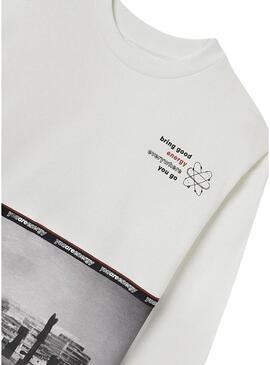 T-Shirt Mayoral Skater Pic Bianco per Bambino