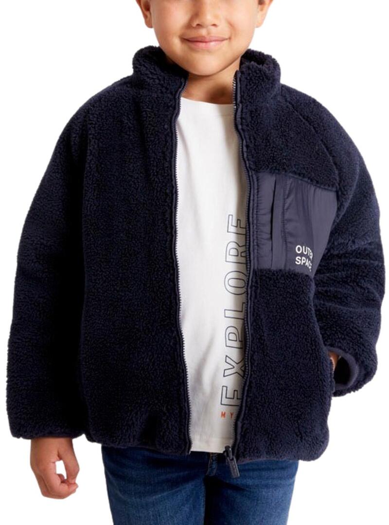 Giacca Mayoral Reversibile Shearling Blu Navy Bambino