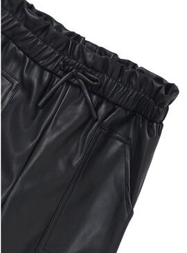 Pantaloni Mayoral Similpelle Nero per Bambina