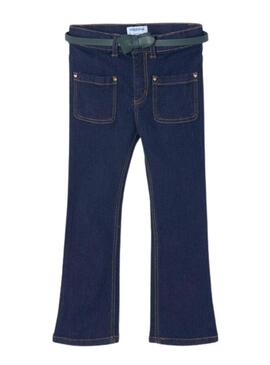 Pantaloni Mayoral Cintura Flare Blu Navy per Bambina
