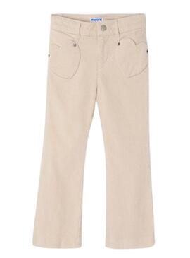 Pantaloni Mayoral Flared Fit Velluto a coste Beige per Bambina