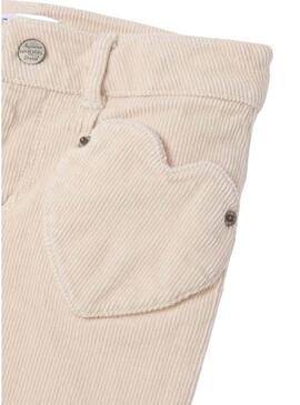 Pantaloni Mayoral Flared Fit Velluto a coste Beige per Bambina
