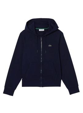 Felpa Lacoste Basic Hood Zip Blu per Donna