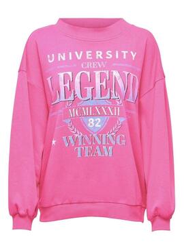 Felpa Only Luna University Fucsia per Donna