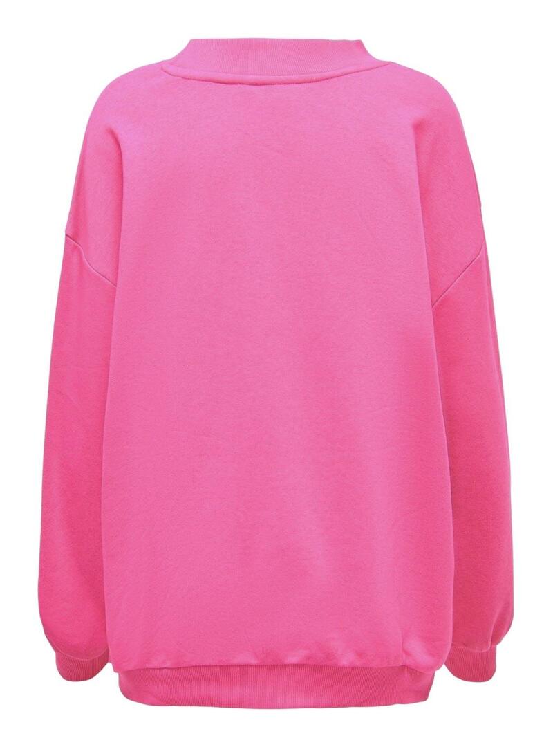 Felpa Only Luna University Fucsia per Donna