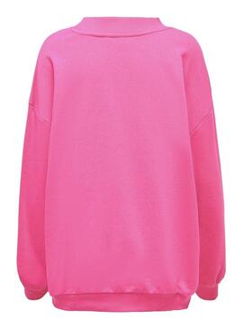 Felpa Only Luna University Fucsia per Donna