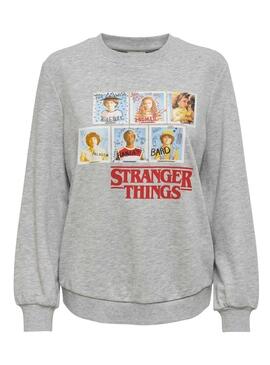 Felpa Only Stranger Things Grigio per Donna