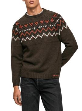 Pullover Pepe Jeans Malik Marron per Uomo