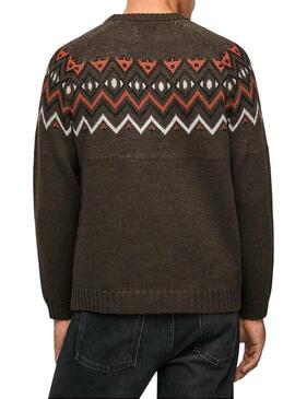 Pullover Pepe Jeans Malik Marron per Uomo