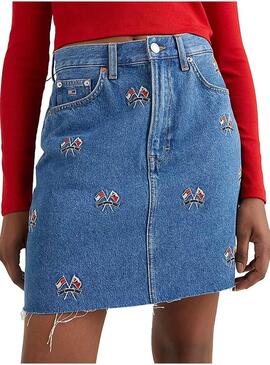 Gonna Tommy Jeans Mom Denim Blu per Donna