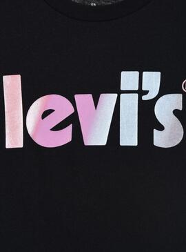 T-Shirt Levis Poster Logo Nero per Bambina