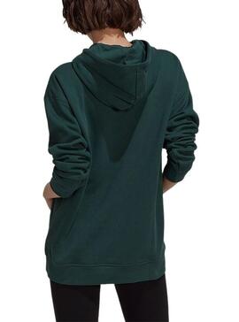 Felpa Adidas Trefoil Cappuccio Verde per Donna