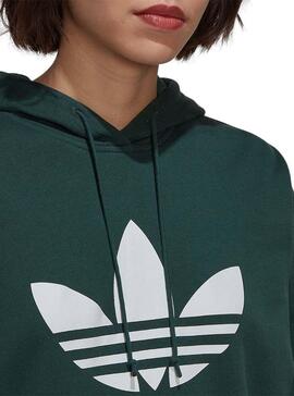 Felpa Adidas Trefoil Cappuccio Verde per Donna