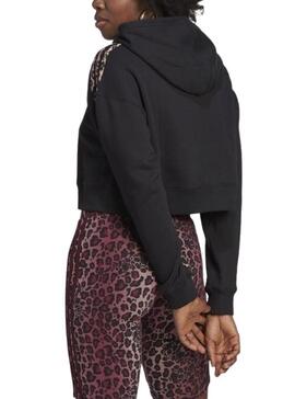 Felpa Adidas Animal Print Crop Nero per Donna